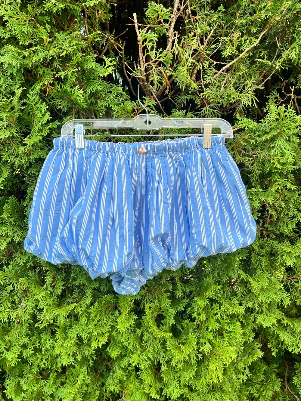 Zara Blue & White Striped Bubble Athletic Shorts